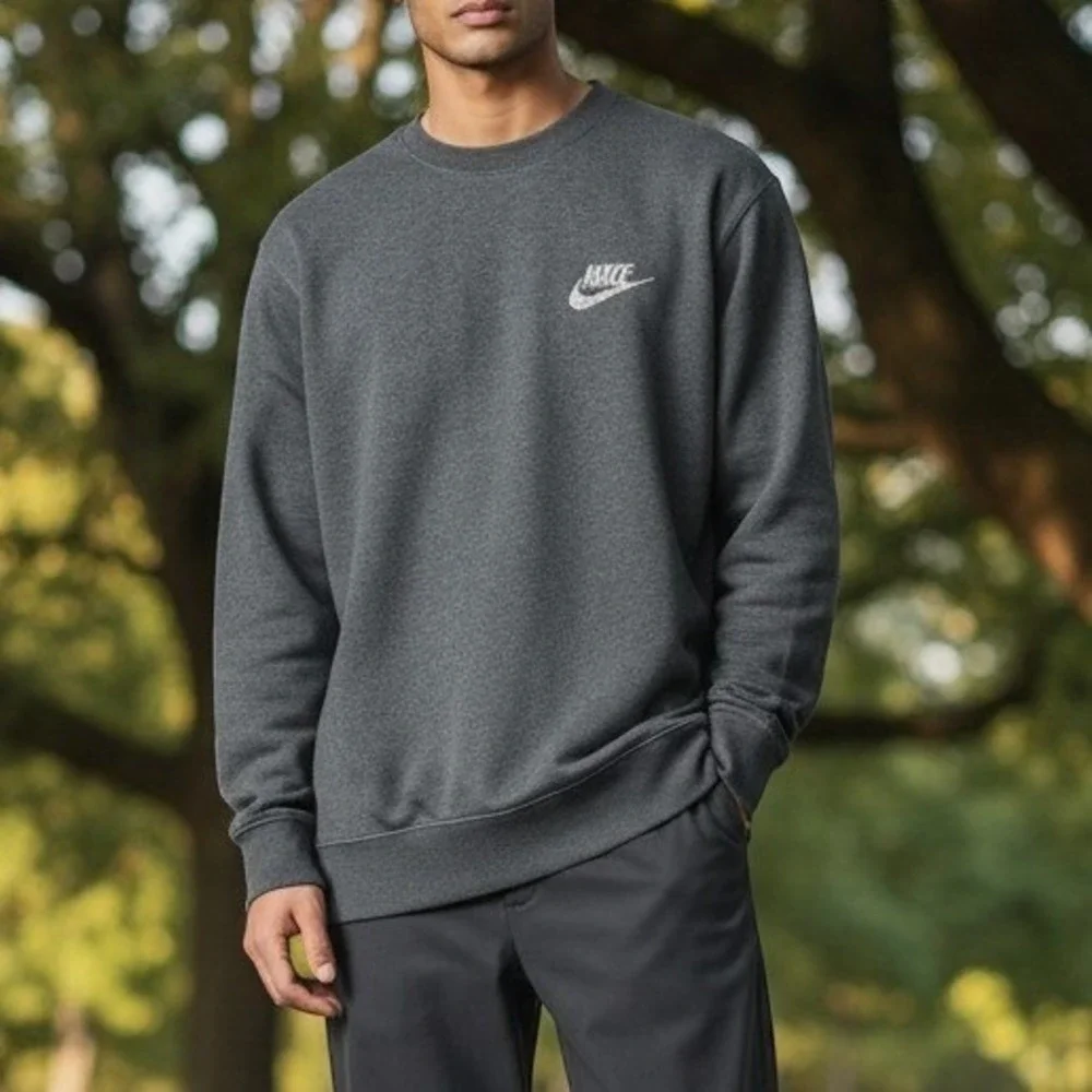 Nike Sportswear Revival Crewneck Men Small Dark Gray Speckled DR9159-010